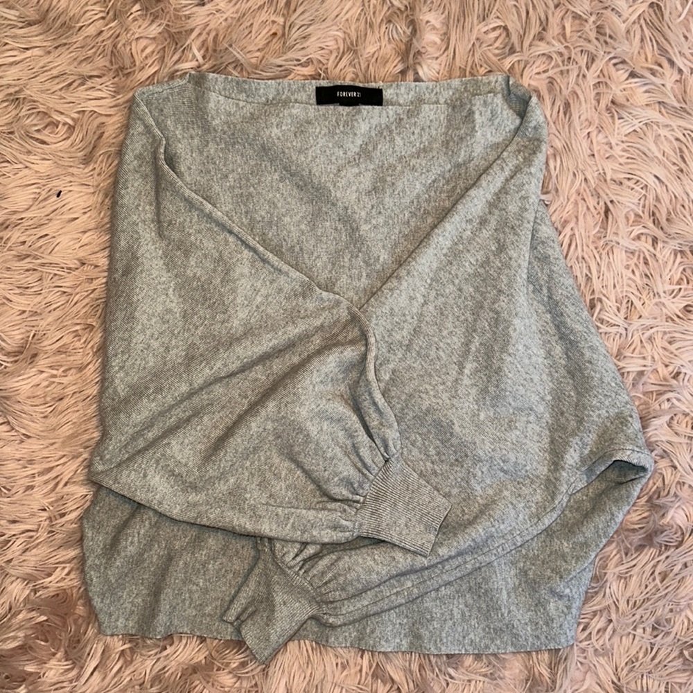 Gray Off Shoulder Sweater